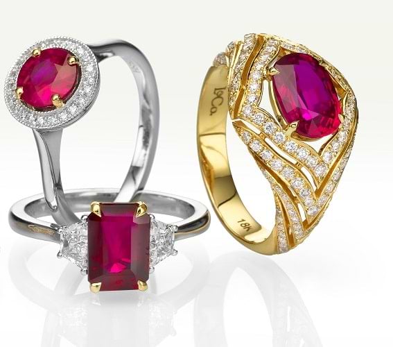Ruby and diamond jewelry